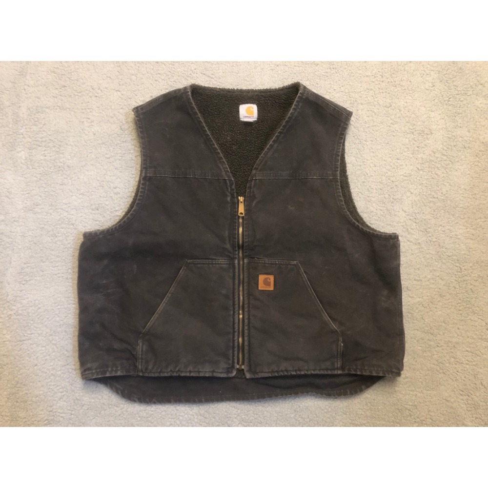 Carhartt V26-BLK Sandstone Sherpa Lined Vest Mens 2XL Black Duck Canvas Workwear